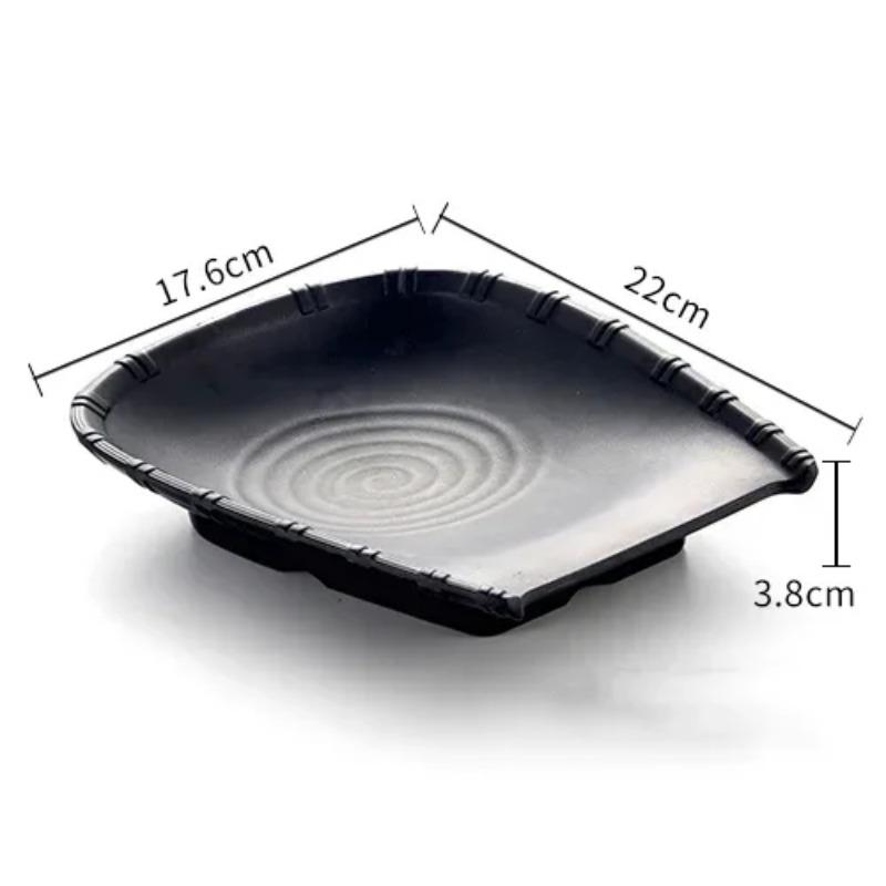 Western Steak Salad Dessert Plate Personality Creative Resistance To Fall Snack Food Grade Plastic Black Frosted Tableware