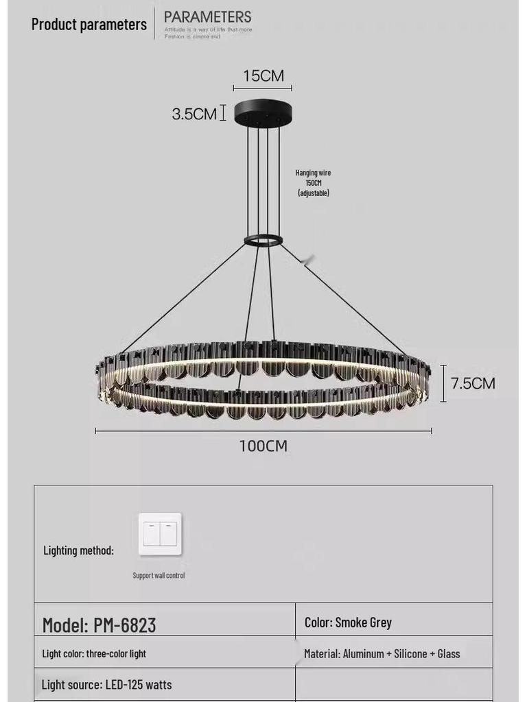 Modern Minimalist Italian Glass Chandelier for Living Room and Master Bedroom