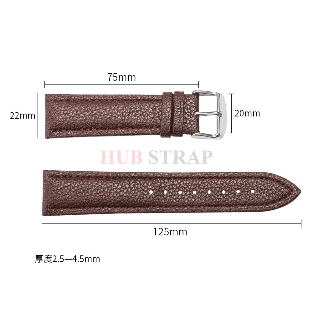 Handmad Soft Watchband Lychee Pattern Black Strap 12mm 14mm 16mm 18mm 20mm 22mm Vintage Cowhide Bracelet for Men Women Bracelet