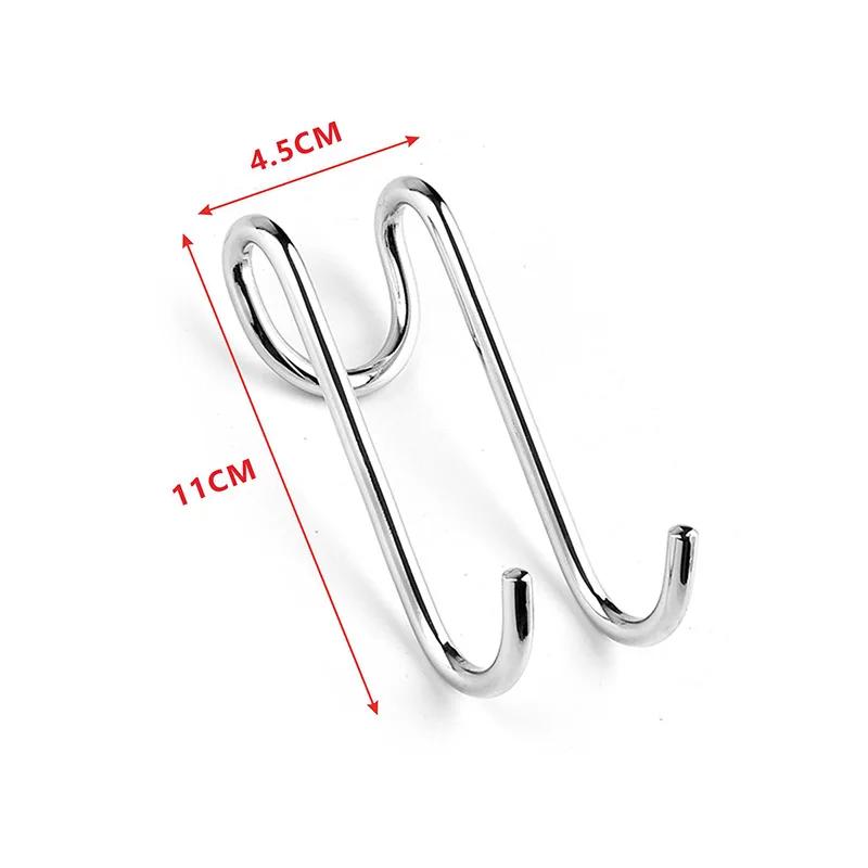 304 Hook Stainless Steel Glass Door Back Hook Hanging Double-Hook Bathroom Metal Non-stick Double-sided S-Hook Clothes-Hook