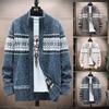 Men's Stand Collar Color Block Knitwear Jacket - Autumn/Winter Velvet Cardigan Sweater