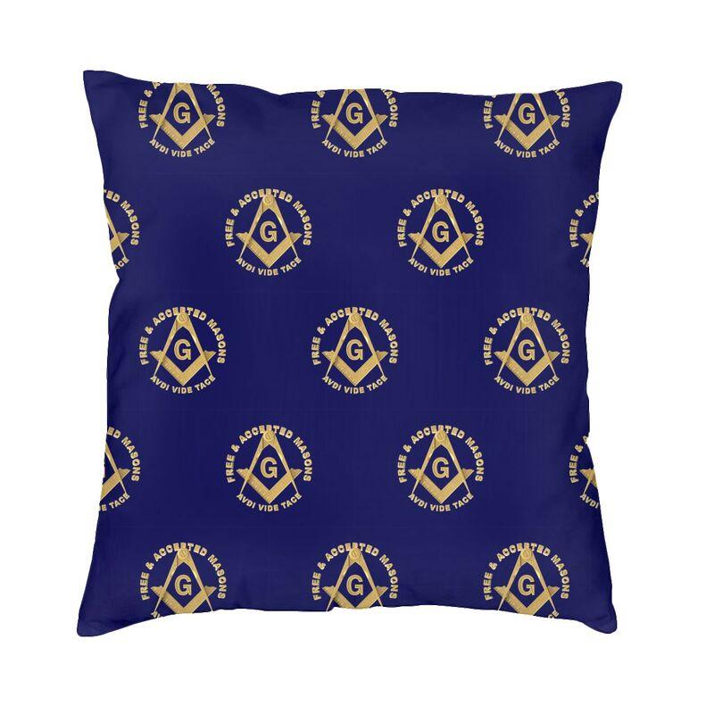 Square Compass And Checkers Pillow Covers Decoration Modern Masonic Freemason Cushion Decoration Salon Square Pillowcase