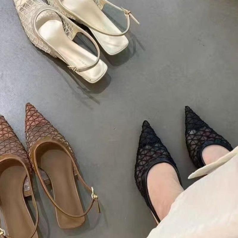 Summer women's headband sexy sandals, fashionable hollowed-out women's pointed high-heeled sandals, street style elegant sandals