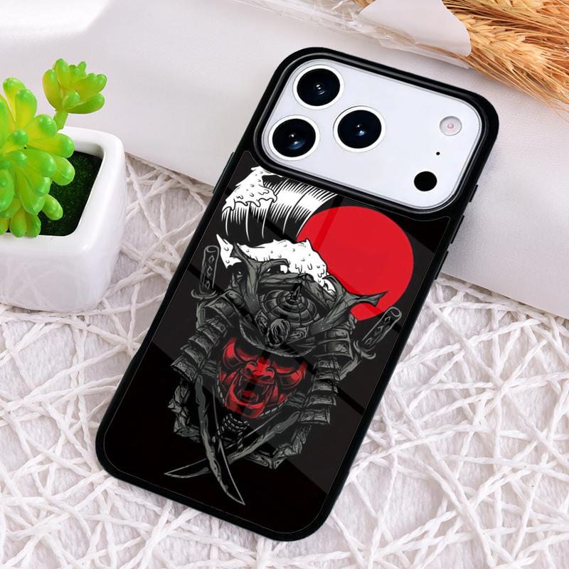 Masque Casque de Guerrier Japonais Samouraï Housse de Téléphone Souple Résistante aux Chocs pour iPhone 17 Air 16e 15 11 12 14 13 Pro Max Coque