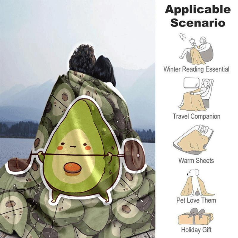 1pc Avocado Printing Lightweight Flannel Blanket, Comfortable and Warm Blanket, for Camping Sofa Bed and Couch Office, Gift