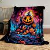 Halloween Pumpkin Fantasy Scene Patterned Blanket, Flannel, Suitable for All Seasons, Home Decor, Warm and Cozy