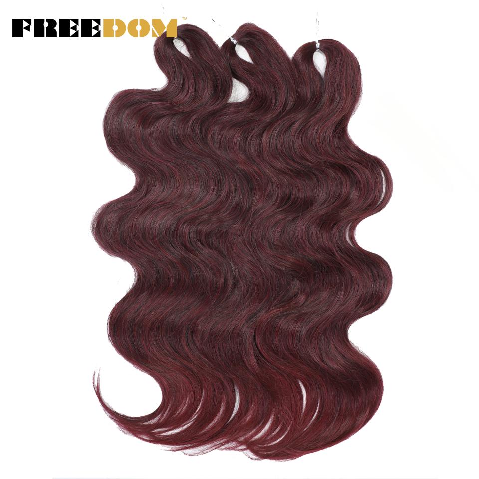 

FREEDOM Synthetic Body Wave Crochet Hair 24 Inches 3PCS Hair Braids Fake Hair Wavy Ombre Brown Blonde Braiding Hair Extensions (as the picture,24inches)