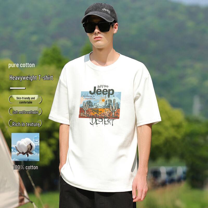 JEEP Men s 100% Cotton Printed Crew Neck T-Shirt L