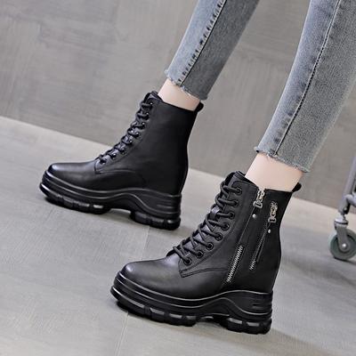 New Women's Ankle Boots 2024 Autumn/Winter Warm Non-slip Genuine Leather Platform Booties Round Toe Sneakers Wedge Ladeis Shoes