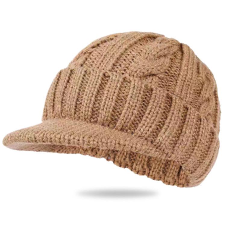 

Вязаная шапка Женская Мужская Кепка с козырьком Зимняя Теплая шапка для улицы хаки