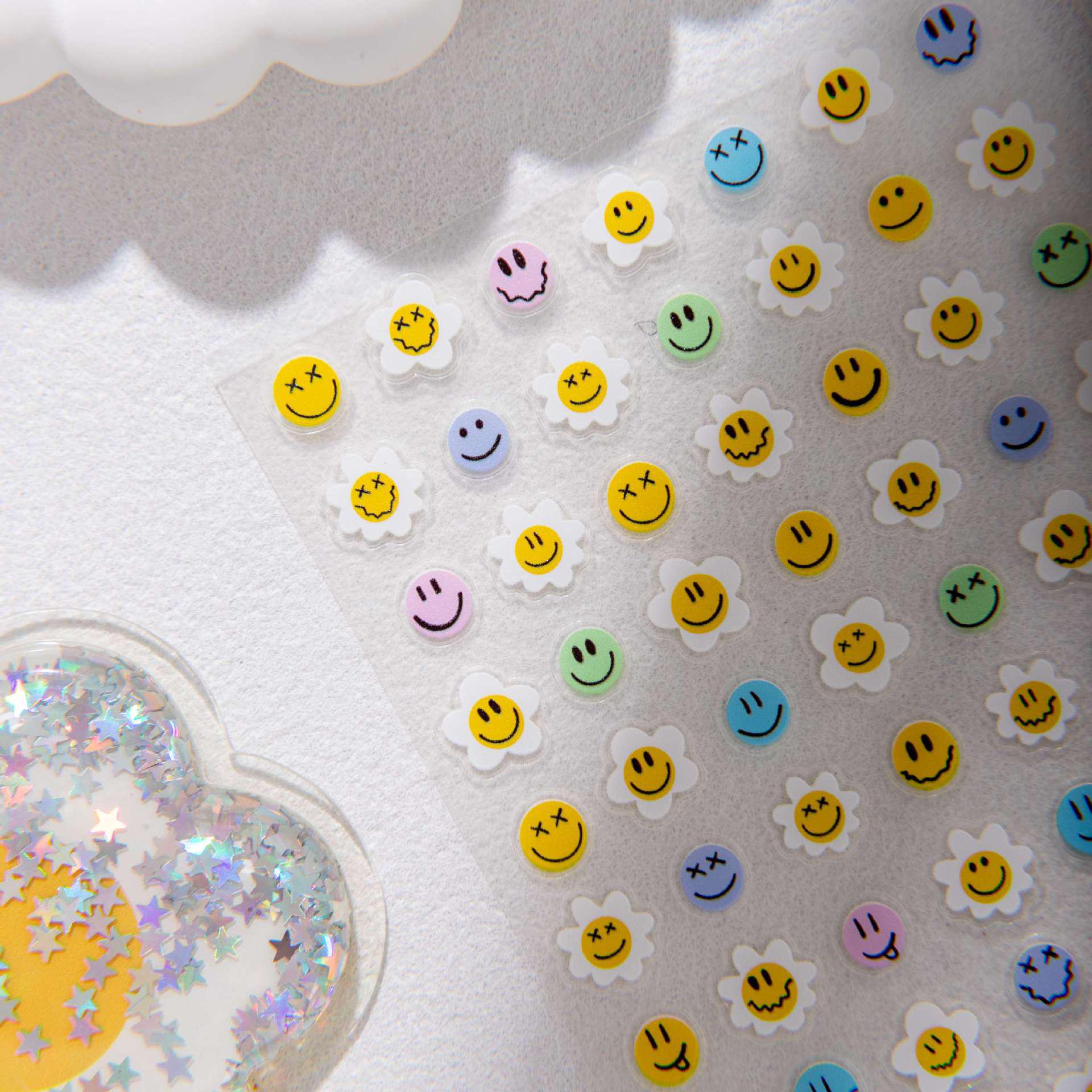 Charming Sun Smile Nail Stickers: Cute & Playful Expressions for DIY Nail Art Sunflower