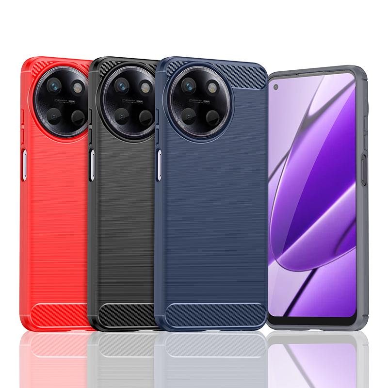 For Realme 11Case Cover OPPO Realme 11 Capas New Armor Carbon Fiber Shockproof Phone Bumper Back Soft TPU Fundas Realme 11 4G
