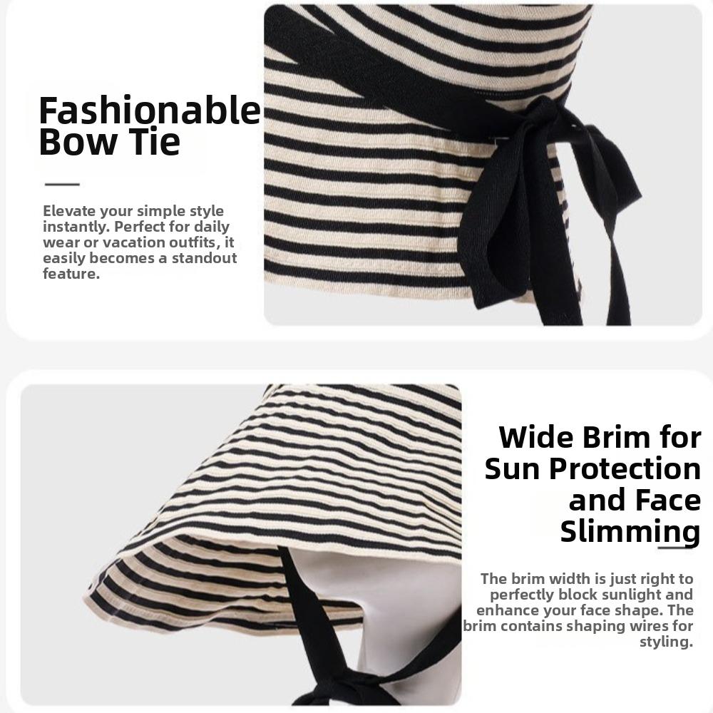 Wide Brim Fisherman Hat Striped UV Protection Hat Fashion Wide-Brimmed Hat  Outdoor Sports