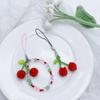Fashion Beaded Cherry Phone Charm Straps Car Keys Hanging Pendants Y2K Style Bag Decoration Lanyard Purse Accessories