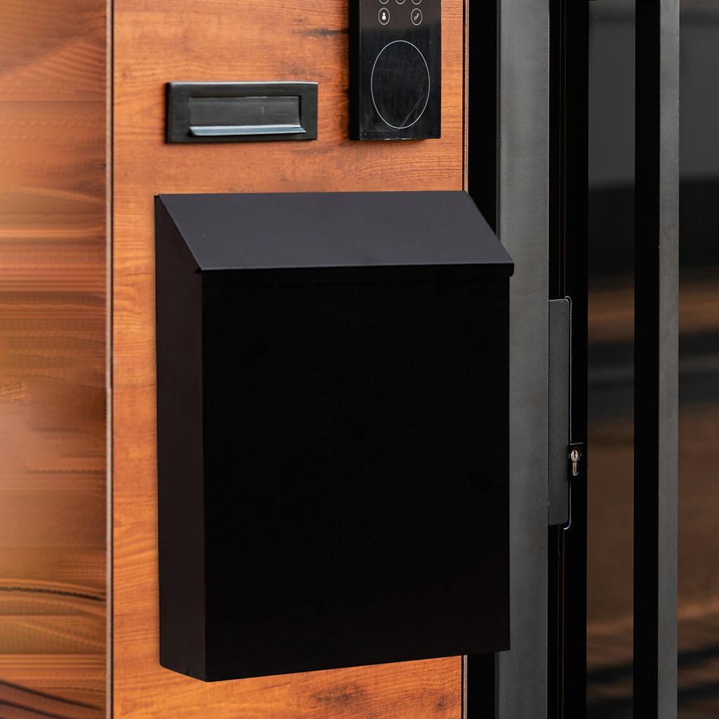 Wall Mounted Mailbox with Key Letterbox Modern Drop Box with Lock Newspaper Holder Box for Gate Front Door Outdoor Porch Decor