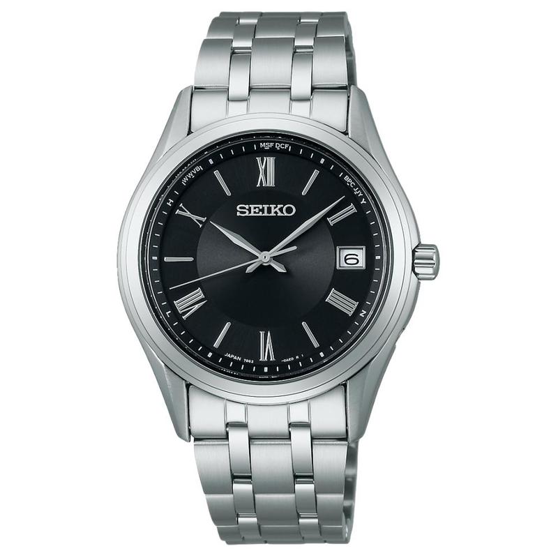 

SEIKO 100 meters waterproof, anti-magnetic, solar Quartz, Steel Strap, , 37mm men s watch, black dial SBTM361 чорний
