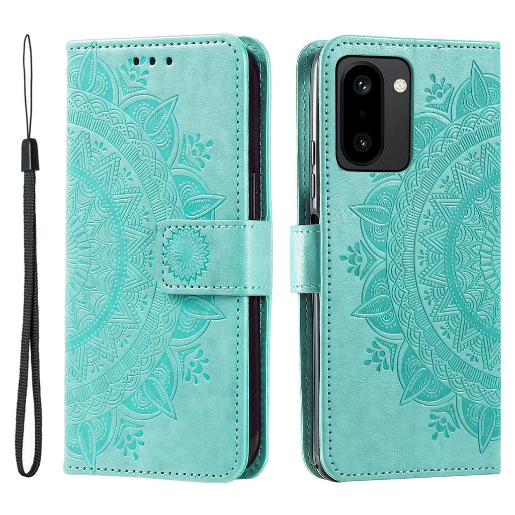 For OnePlus 15R 5G Stand Case Imprinted Totem PU Leather Wallet Phone Cover with Wrist Strap
