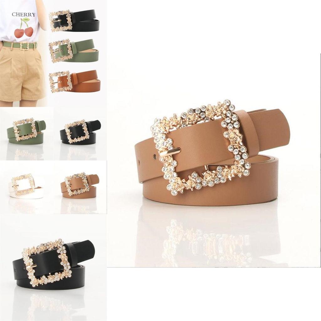 Elegant Alloy Gemstone Embellished Buckle Belt For Dresses In Versatile Colors