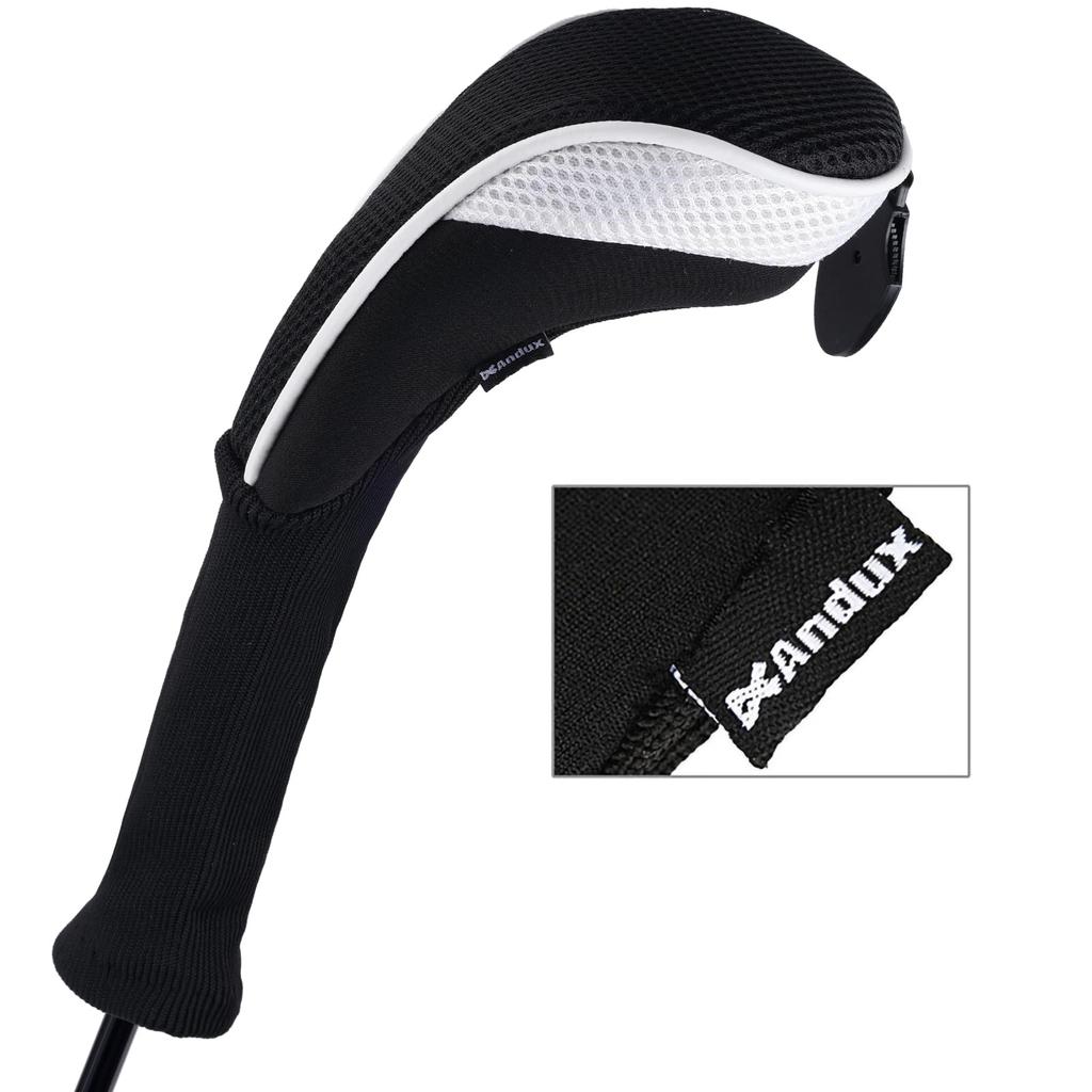 Andux Long Neck Golf Hybrid Club Headcovers with Interchangeable Numbered Tags, Set of 4 (CTMT-01) (White)