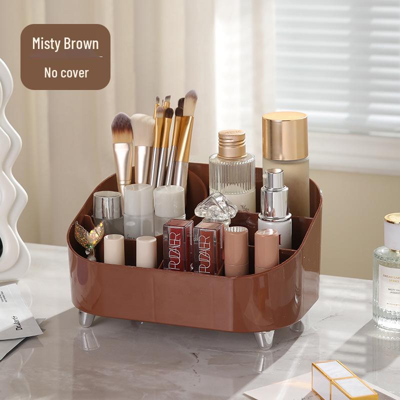 High-Value Multifunctional Desktop Vanity Organizer with Lid - Dustproof Cosmetics and Lipstick Storage Box.