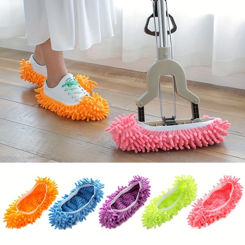 2PCS Mop Slippers Effortless Cleaning Slippers with Super Absorbent Removable & Washable for Daily Floor Maintenance Reusable Cleaning Shoes Cover