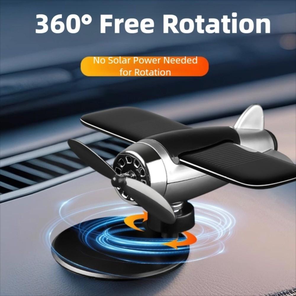 360° Rotary Car Solar Airplane Ornaments Mini Solar Powered Aircraft Ornaments  Dashboard Ornament