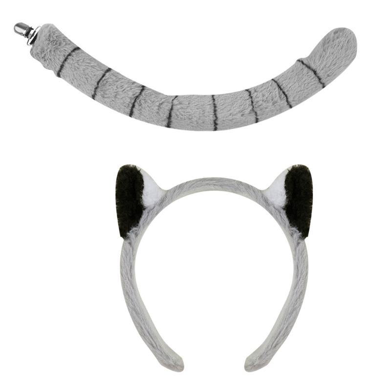 Monkey Costume Monkey Ear Headband Tail Bowtie Glove and Skirt Halloween Lemur Dress Up Outfit for Kid Halloween Cosplay
