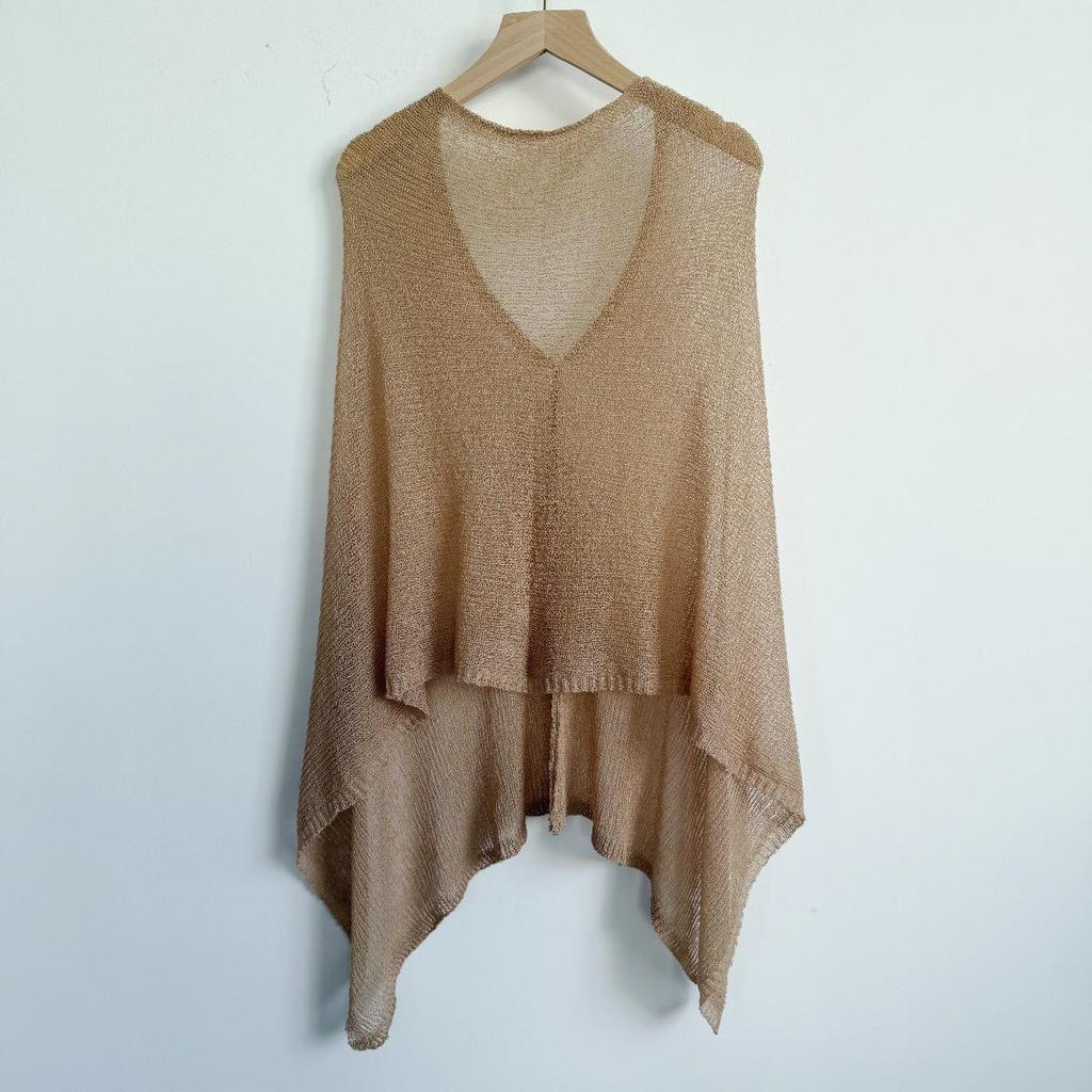 Vícesměrný otevřený pletený pončo šál s tílkem