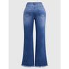 Elastic Embroidered Elegant Temperament Flared Jeans Women's Fashion Comfortable Slim Fit Mid Waist Jeans Women