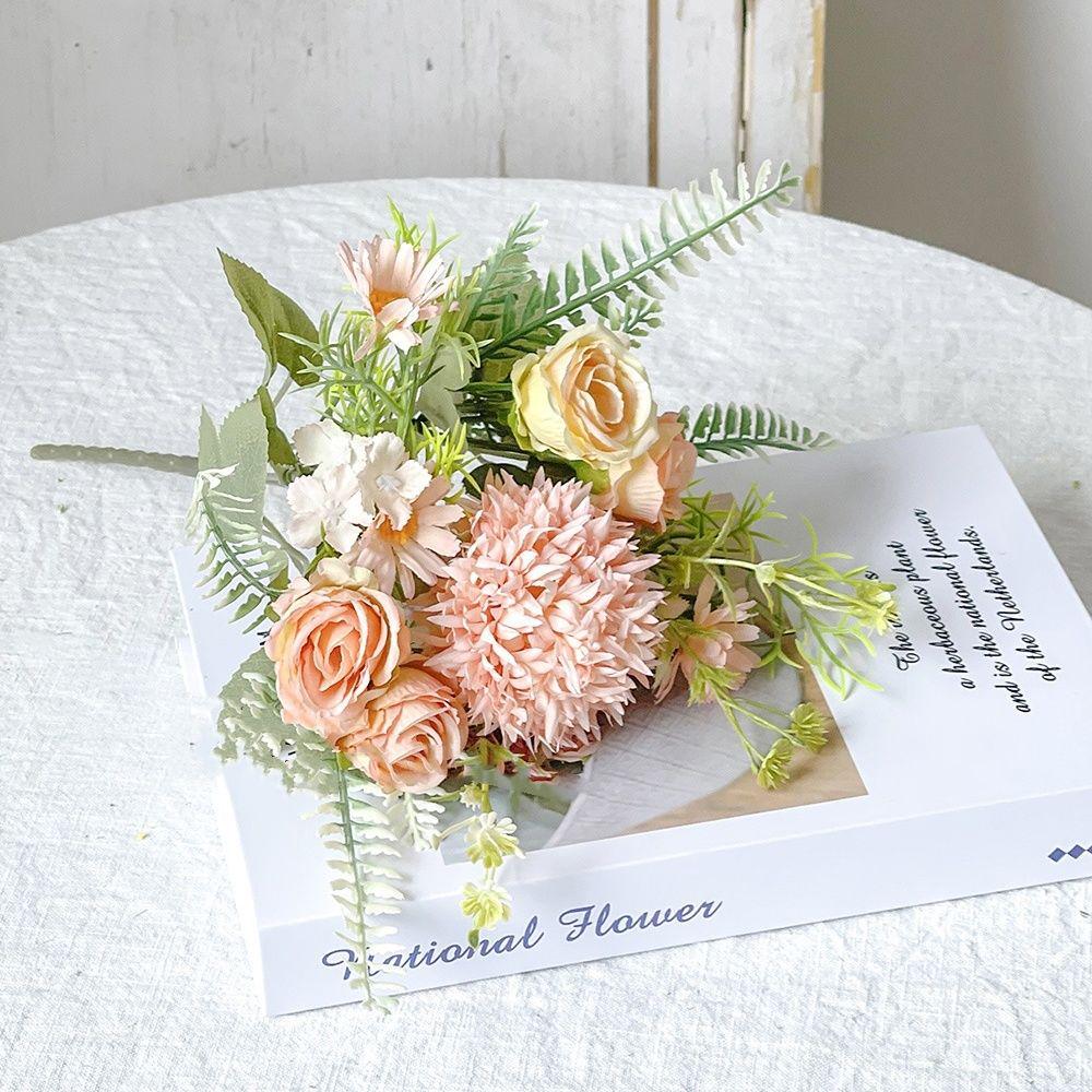 Artificial Small Fresh Silk Rose and Hydrangea Bridal Bouquet for Wedding and Decoration