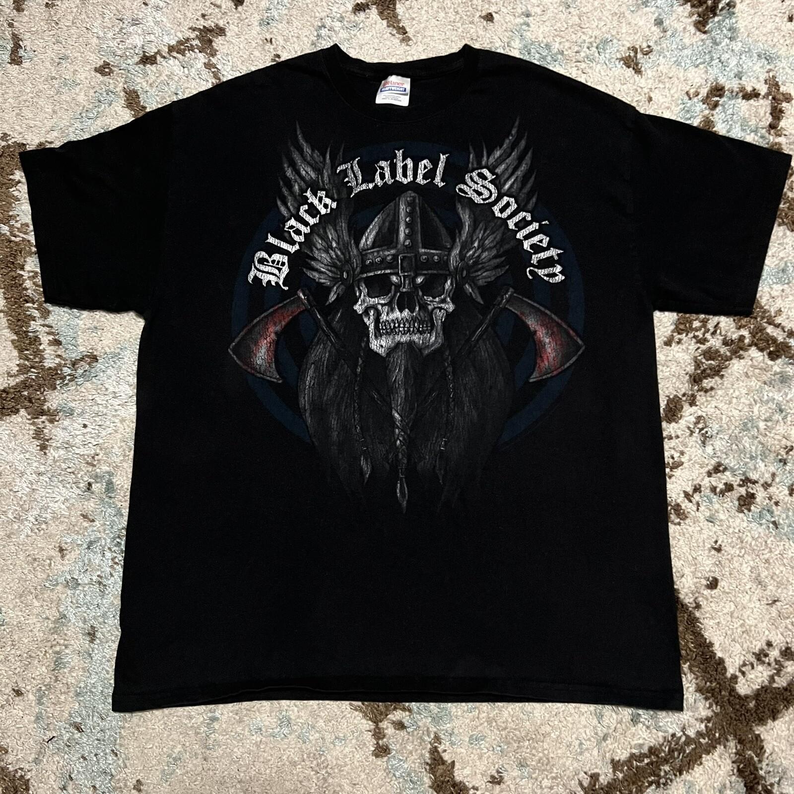 Black Label Society Viking Skull Shirt Size XL Zakk Wylde Metal Grunge Band Y2K L