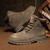 Buty męskie jesień nowe wysokie buty trekkingowe wersja w stylu brytyjskim grube podeszwy męskie trampki sznurowane antypoślizgowe buty motocrossowe