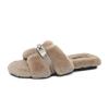 Internet celebrity fluffy slippers women wear 2025 autumn and winter new thick bottom one-word drag small fragrant trend plush slippers