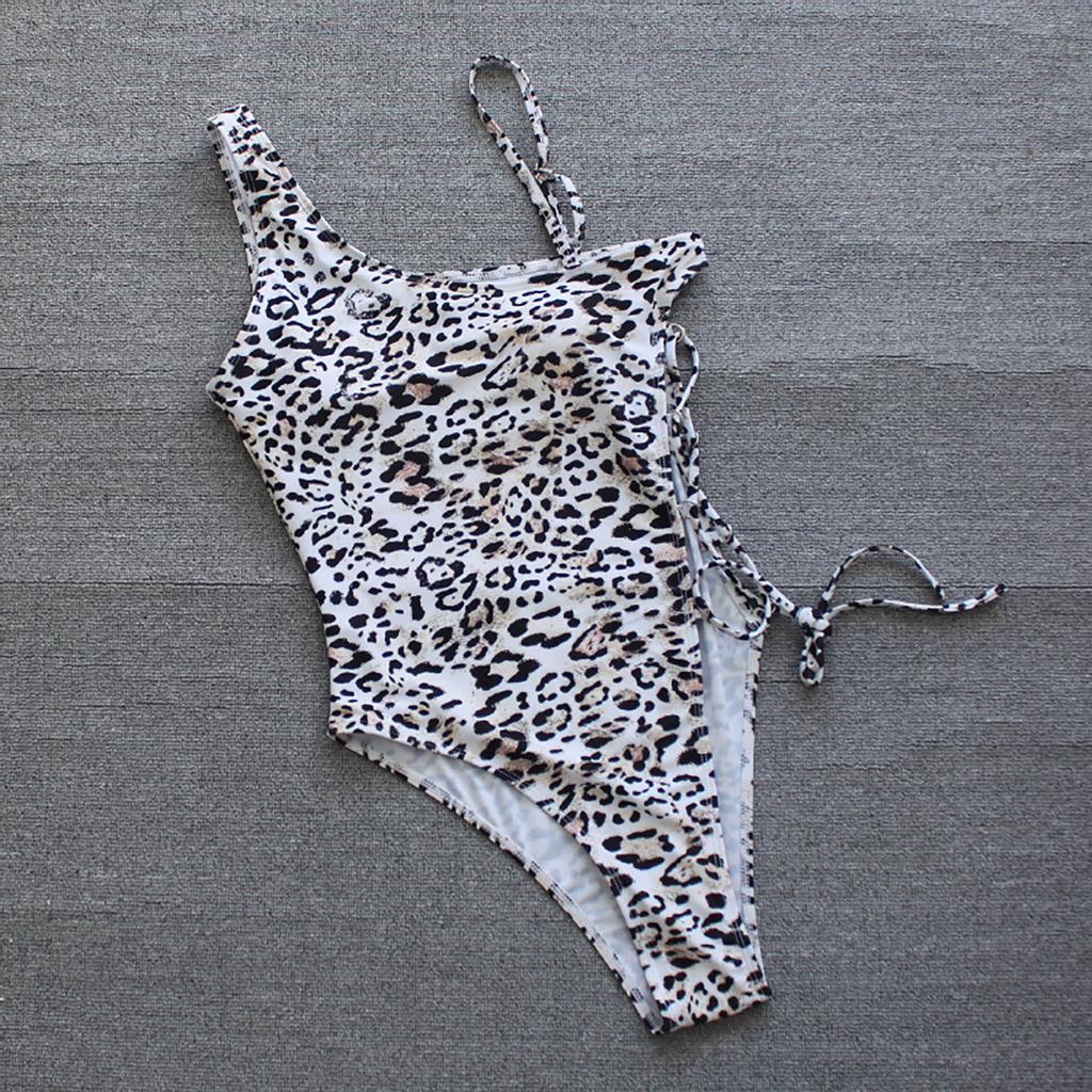 Women's Swimwear Sexy Leopard Printing Sling Bandage One-piece Swimsuit