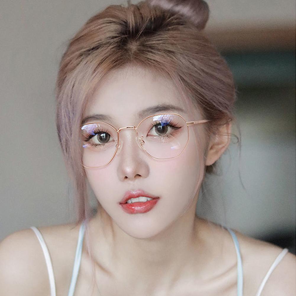 Modische Damenbrille Legierung Beliebte Quadratische Brille Ultraleicht Trendig Koreanisch Transparentes Gestell Metallbrille