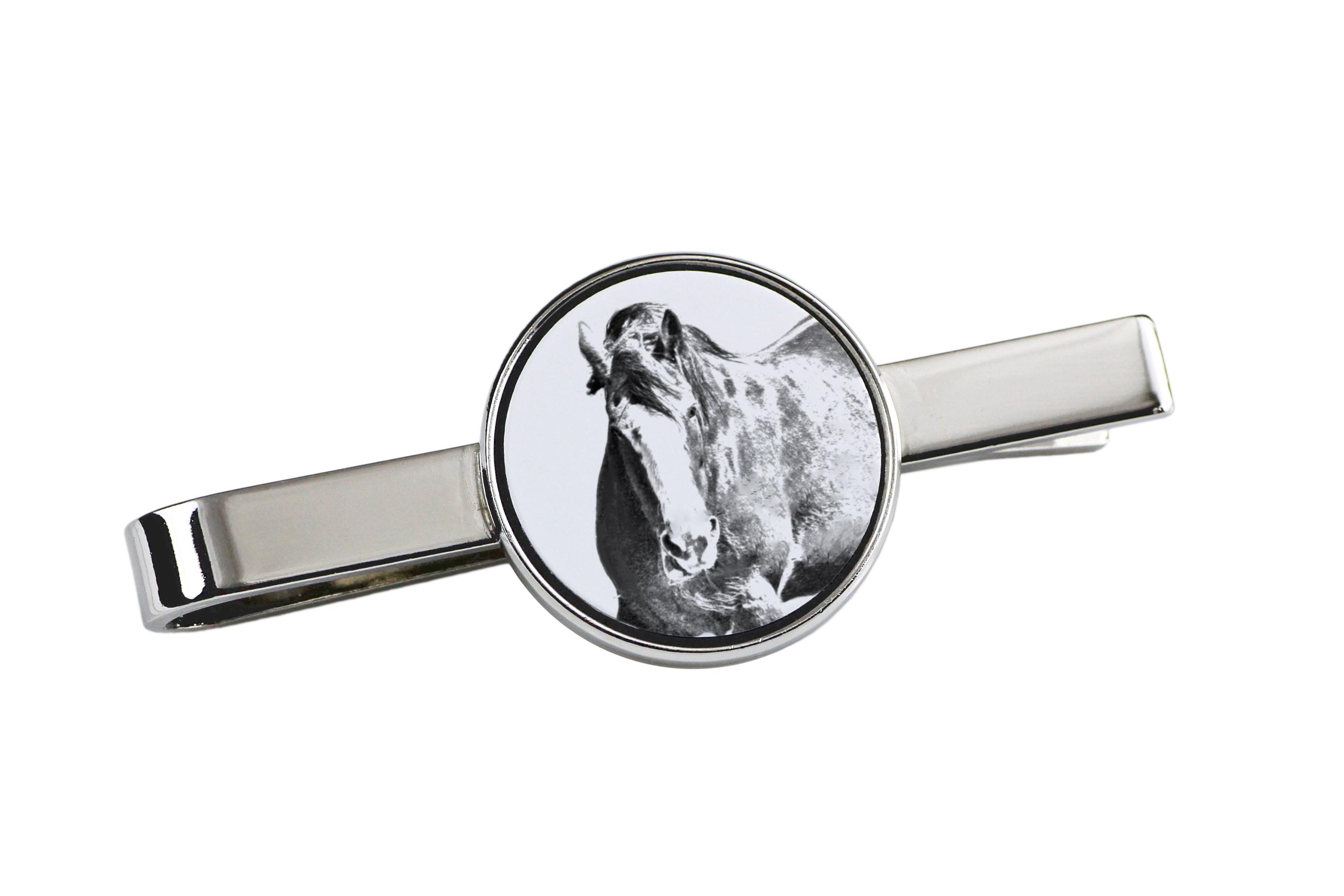 

Clydesdale - tie clip with a horse, personalized tie clip, a unique gift for a man from the Art-Dog brand срібний