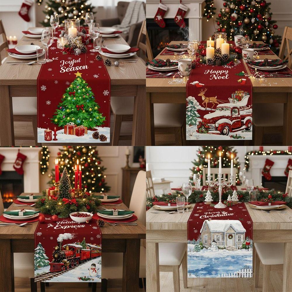 New Year Christmas Table Runner Navidad Gift Flag Cover Christmas Table Flag Xmas Party Merry Christmas Decorations