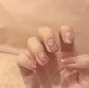 Milk Tea Gradient Gold Foil Waterproof False Nails for Pregnant Women