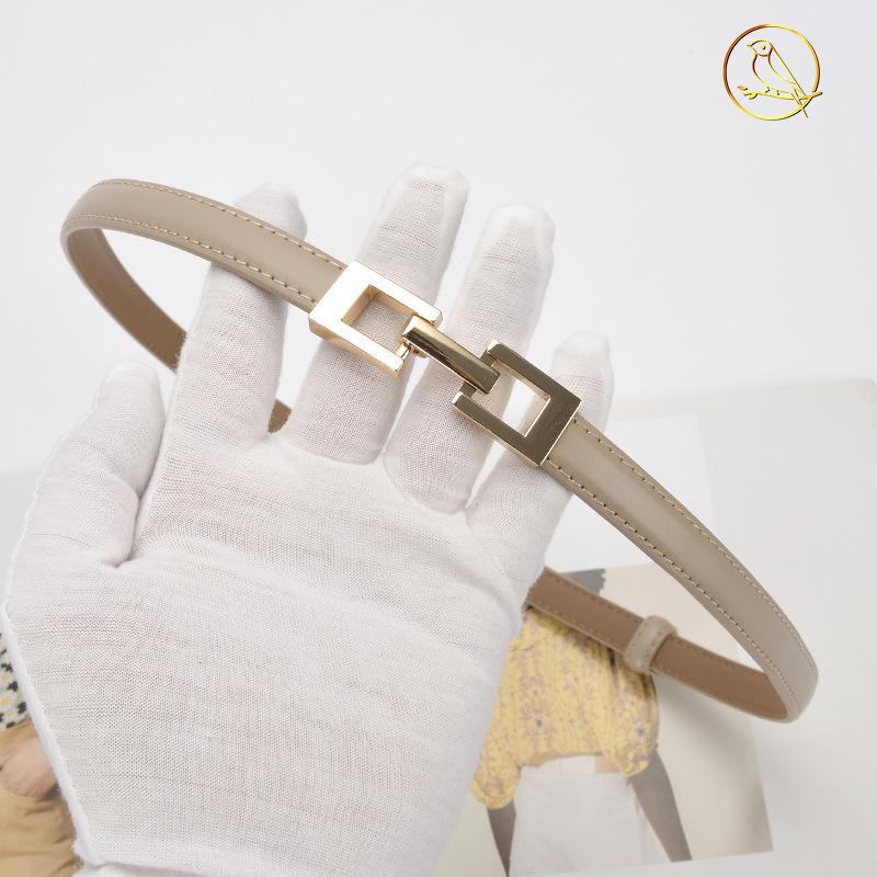 Leather Pair Buckle Adjustable Thin Belt Decoration With Skirt Waist Free Punching Small Belt