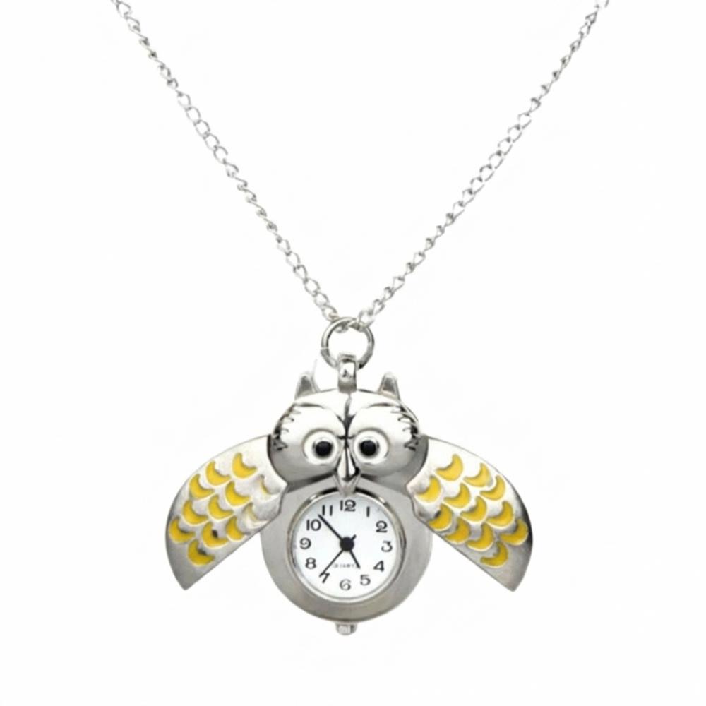 

New Owl Shape Pocket Watch Keychain Flip Style Antique Hang Watch Classic Retro Necklace Clock For Unisex Adults Children