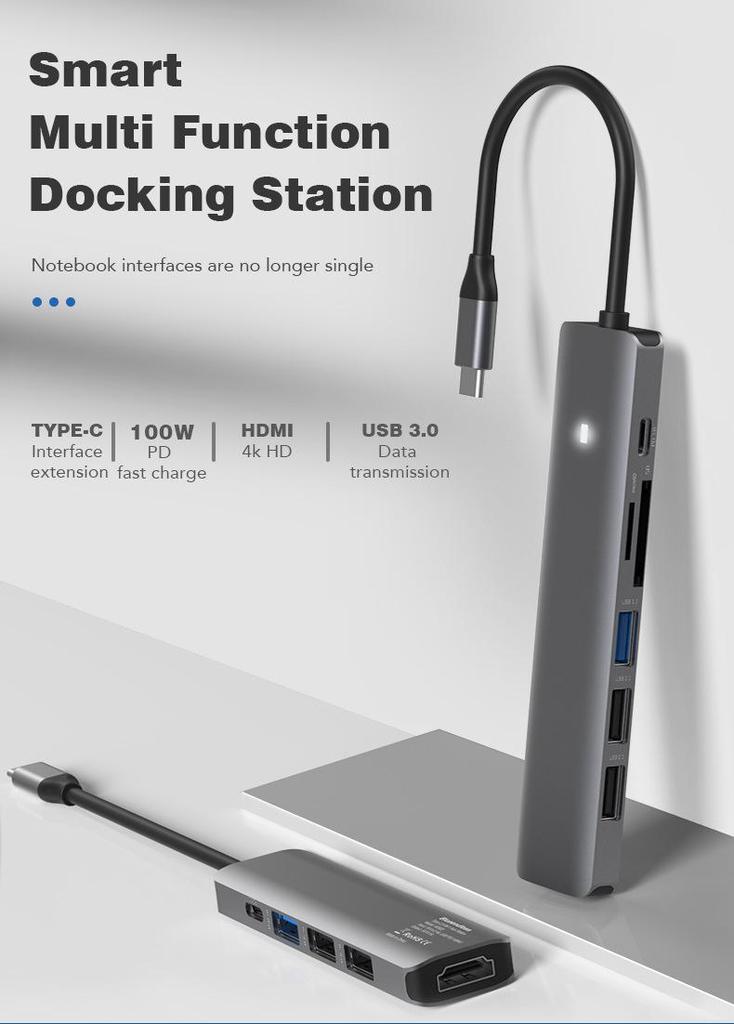 USB-C Hub: 4K HDMI, USB 3.0, Card Reader, Dock for Laptop/Tablet