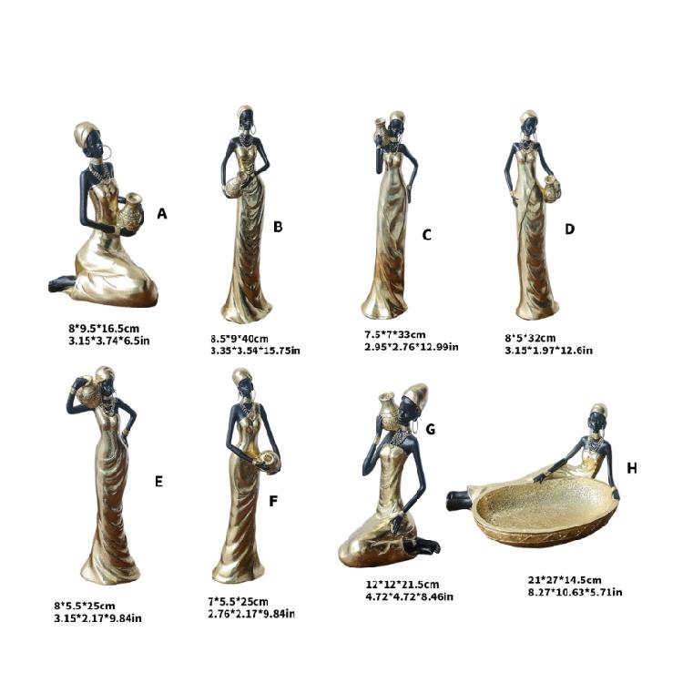 Resins Figure of African Black Woman Sculpture for Adding Cultural Touch to Interior