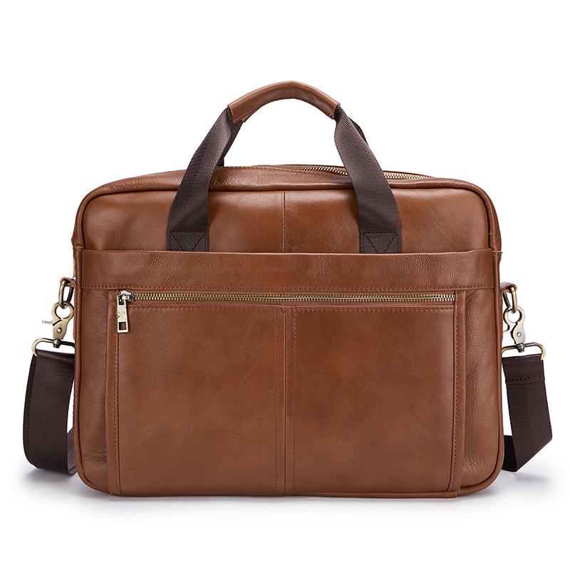 Men's Genuine Leather 15" Laptop Briefcase & Crossbody Shoulder Bag