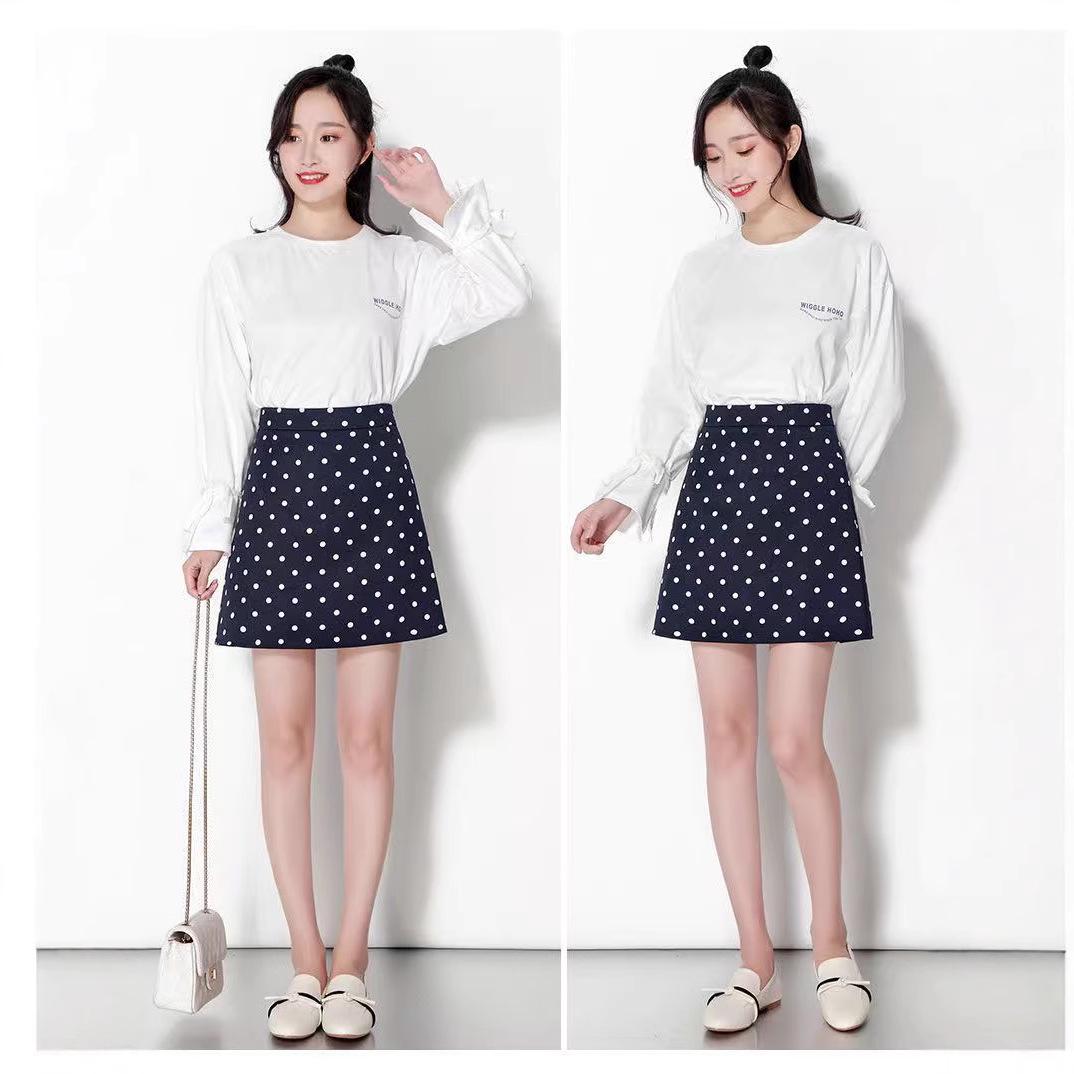

Korean Style Polka Dot A-Line Midi Skirt - Women s High Waist Slimming Fashion Skirt 3XL