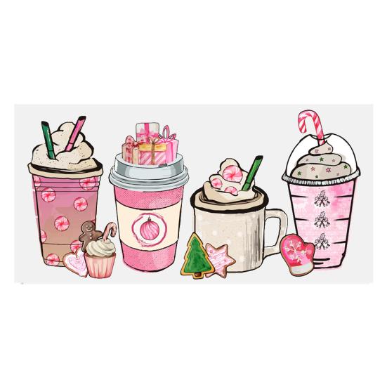 Nálepka na šálek Vánoční stromeček Santa Claus Voděodolná Samolepicí Velká přilnavost Protiskluzový Čirý tisk Nálepka na šálek kávy UV DTF