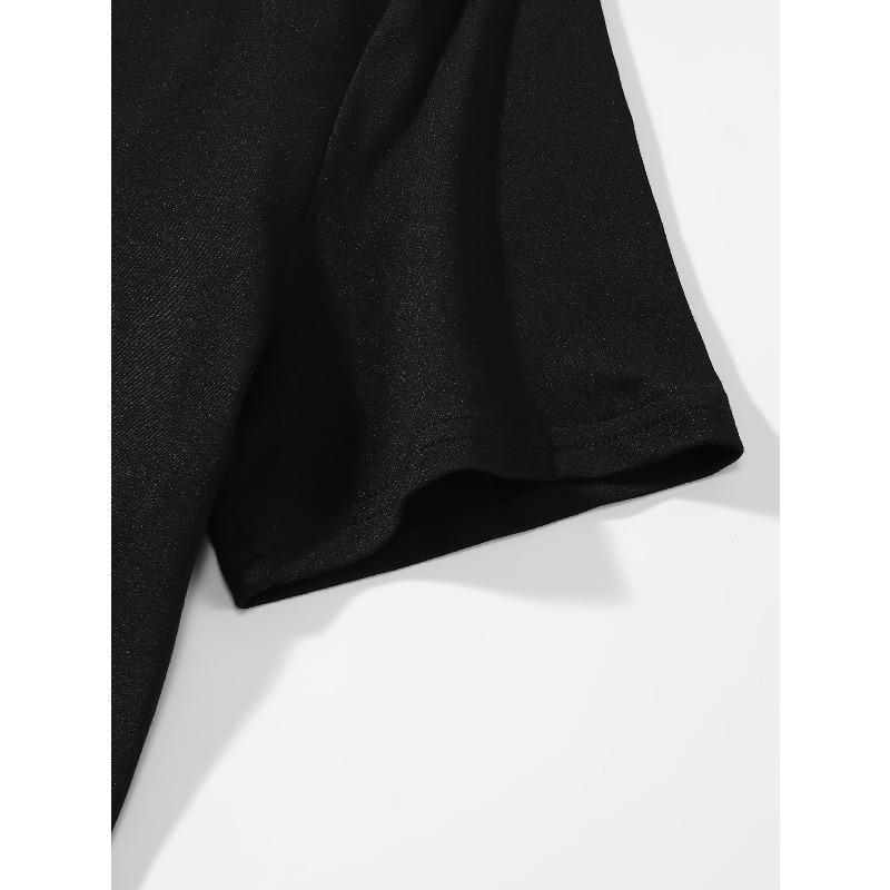 T-shirt imprimé épaules dénudées tailles européennes | Haut décontracté à manches courtes et col rond Printemps/Été | Vêtements décontractés pour femmes