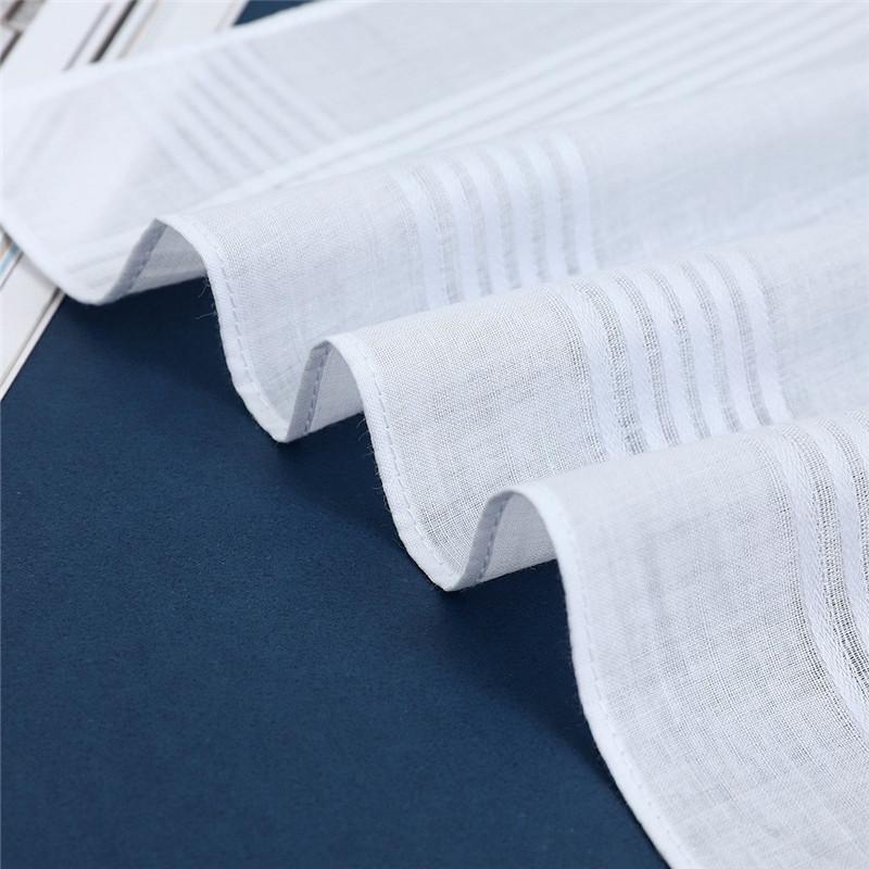 6Pcs 40x40/43x43cm White Color 100% Cotton Handkerchiefs Classic Hankies Jacquard Striped Pocket Square Towel DIY Painting