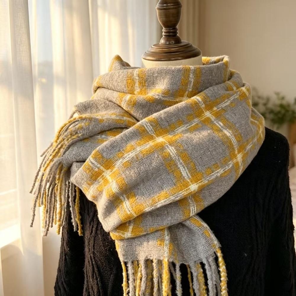 Plaid Pattern Neck Warmer Faux Cashmere Winter Scarf New Women's Scarf  Fall Winter Wear