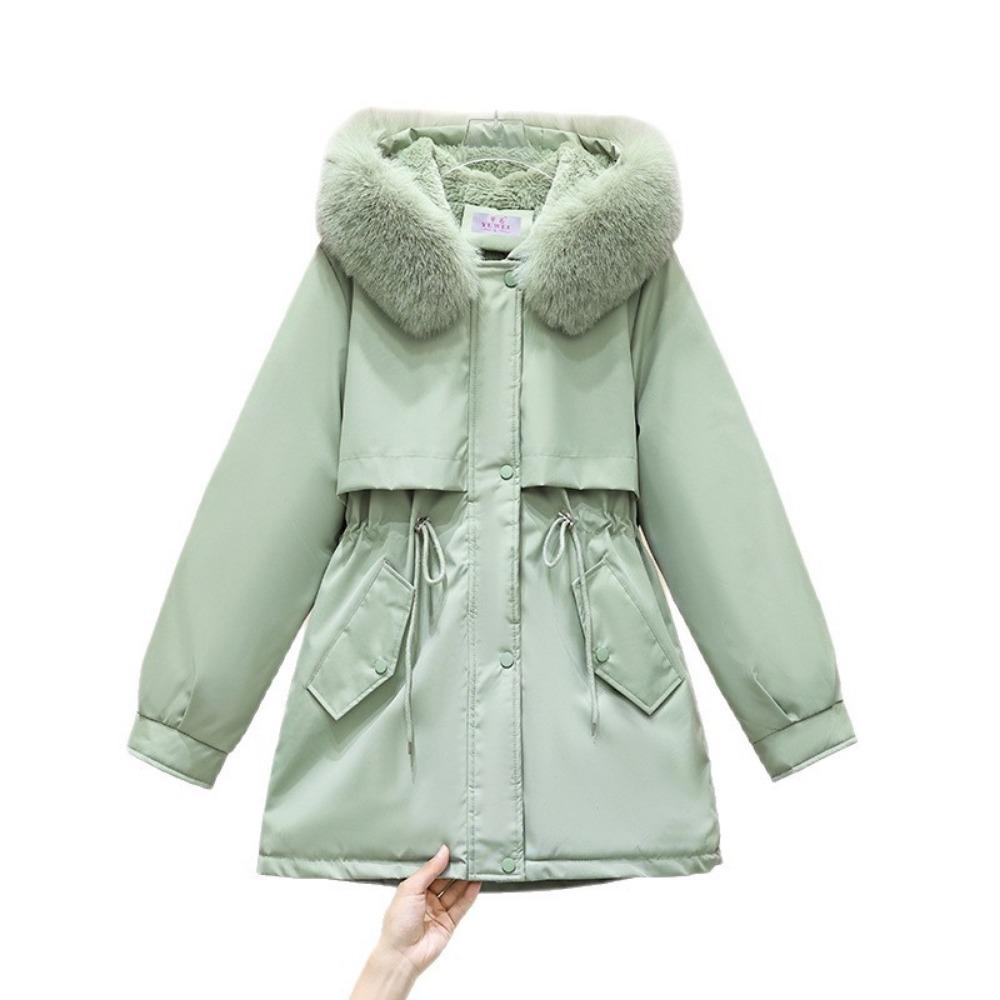 2025 New Pie Overcomes Plush Padded Padded Padded Jacket Women's Medium and Long Large Fleece Collar Plush Edition Slim Padded Jacket Thick Jacket