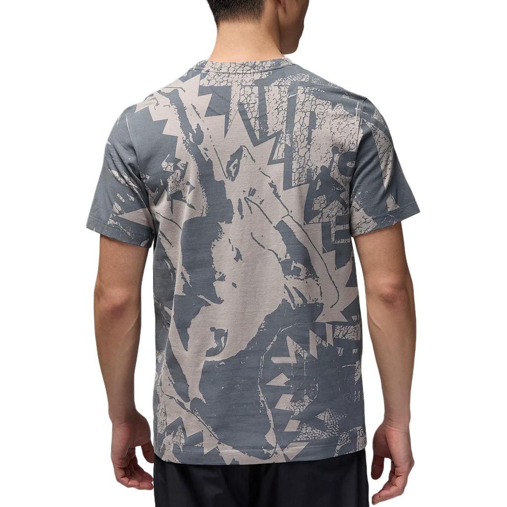 Jordan Pattern Print Crew Neck Short Sleeve T-Shirt Men T-Shirts Gray HV5090-062